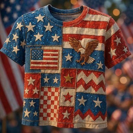 250th Anniversary of the United States commemorative print short-sleeved T-shirt