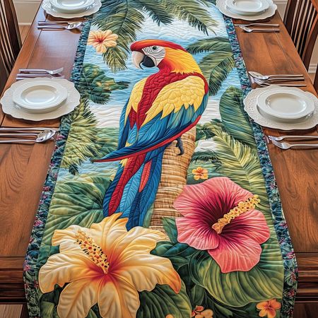 Island Parrot Quilted Table Runner GFTOQA1134