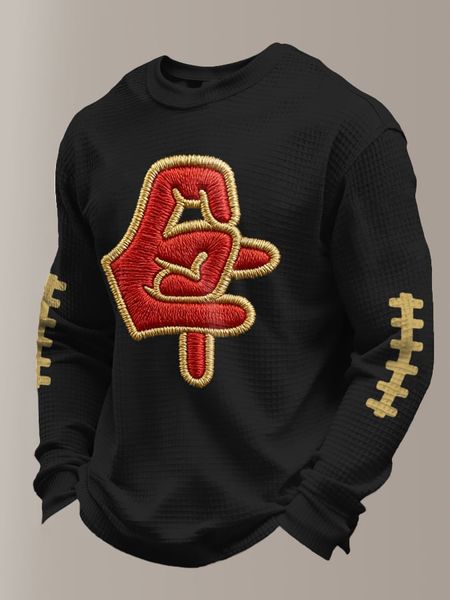 Men's Football Waffle Fabric Long-sleeved T-shirt