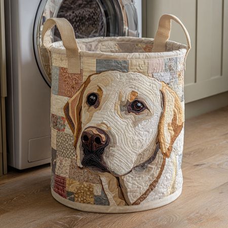 Rustic Labrador Quilted Laundry Basket NCU0HNH444