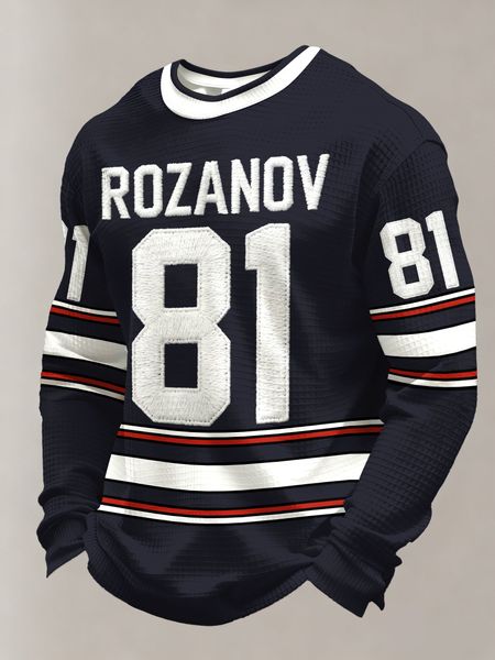 Men's Ice Hockey Printed Casual Long-Sleeved Top