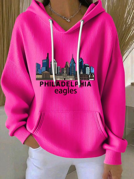 Women's printed casual hooded sweatshirt
