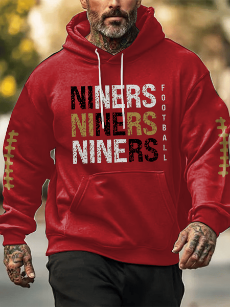 Men's Football Print Long Sleeve Hoodie
