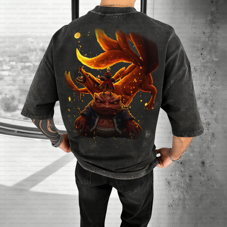 Unisex Anime Inspired Vintage Washed T-Shirt