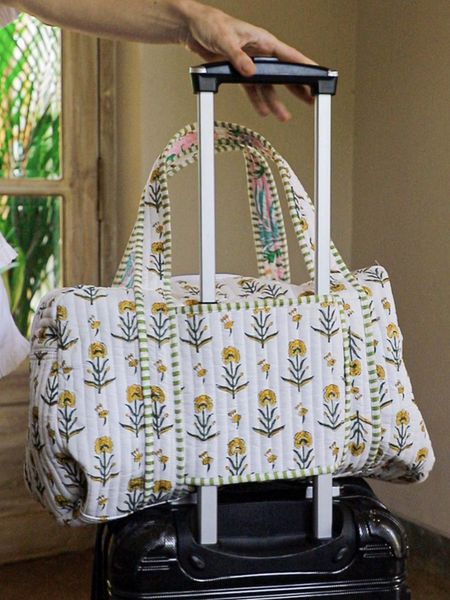 Vintage Flower Quilted Duffle Bag