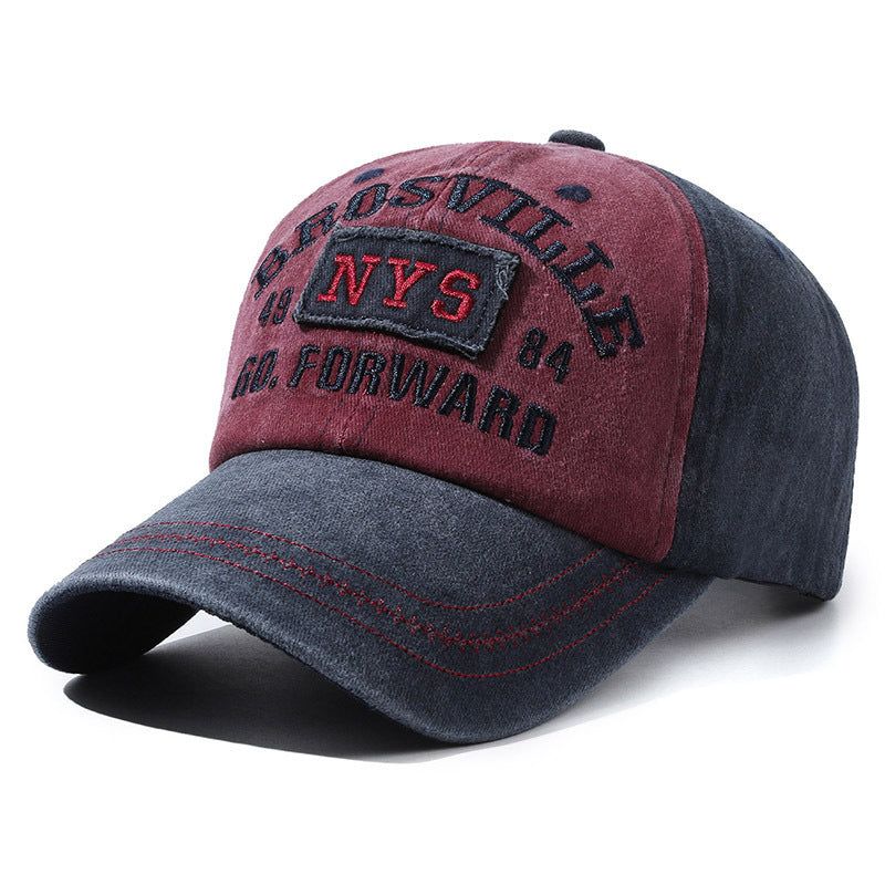 Vintage Washed Cotton Baseball Cap: NYS Embroidered Retro Style for Men & Women