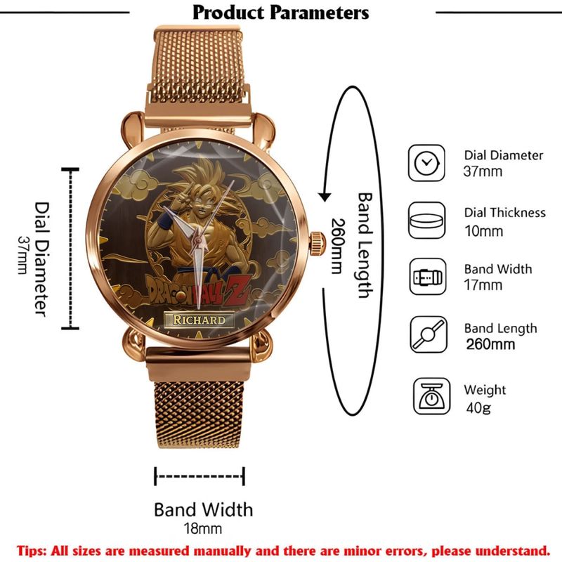 Personalized Anime-Inspired Watch - Custom Name Engraved Design