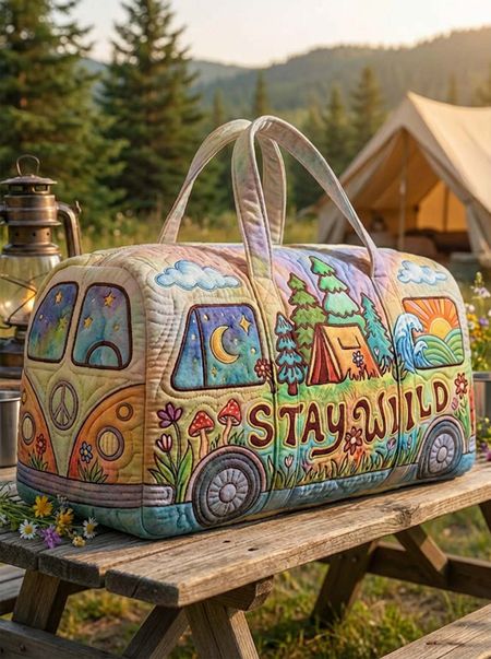 Hippie STAY WILD Quilted Duffle Bag