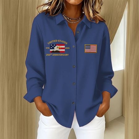 US 250th Anniversary Women's Printed Casual Long Sleeve Shirt