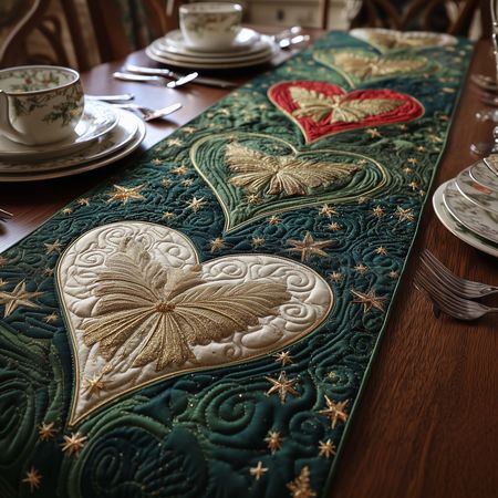 Bubble Heart Quilted Table Runner GFTOYC2618