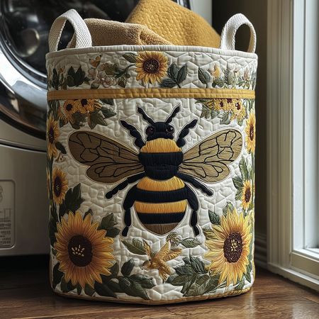 Bee Bright Quilted Laundry Basket NCU0TH2998