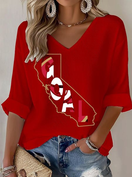 Women's Football Print Casual T-Shirt