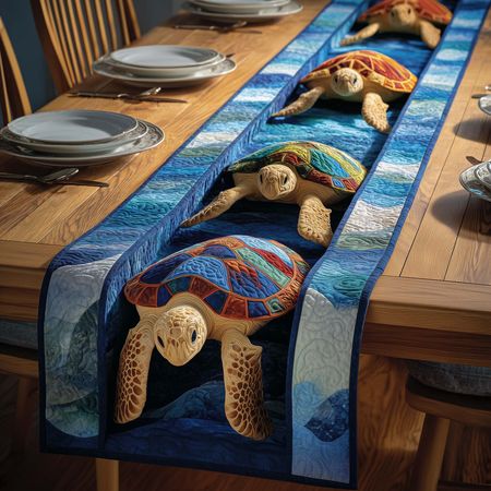 Stream Turtles Quilted Table Runner GFTOQM1513