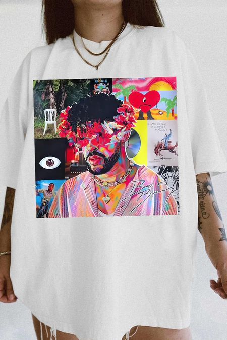 Bad Bunny DTMF Colorful Graphic Tee For Women