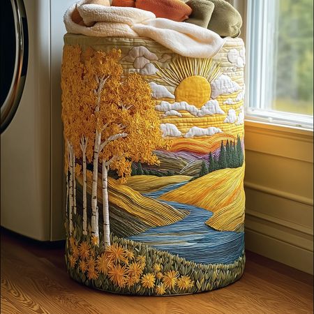 Birch Breeze Quilted Laundry Basket NCU0TH2981