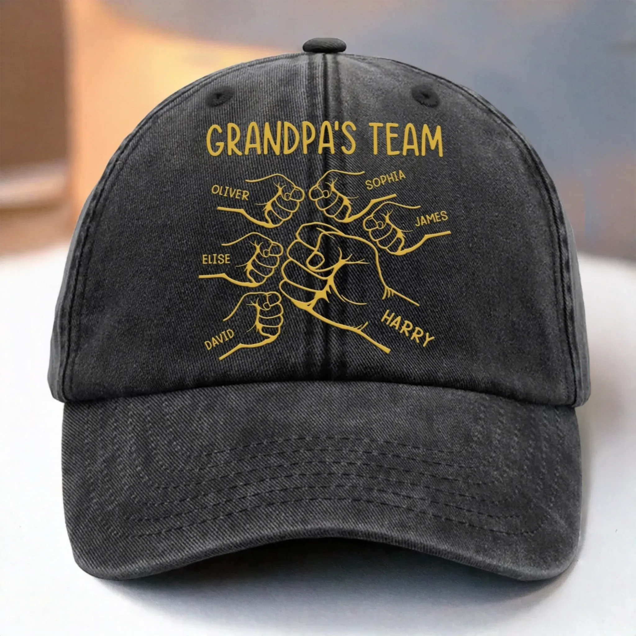 Custom Vintage Washed Denim Baseball Cap - Personalized Birthday Gifts For Dad, Grandpa