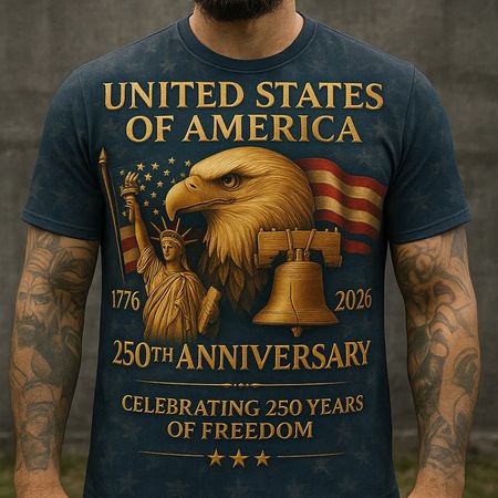 Happy Birthday America 250th Anniversary Art Print Casual T-Shirt
