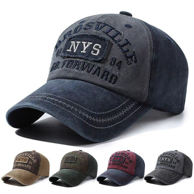 Vintage Washed Cotton Baseball Cap: NYS Embroidered Retro Style for Men & Women