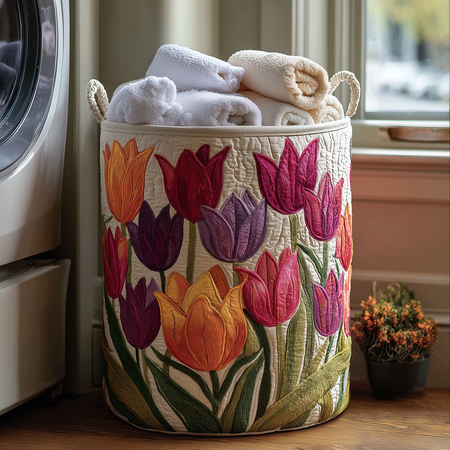 Tulip Joy Quilted Laundry Basket NCU0TH2905
