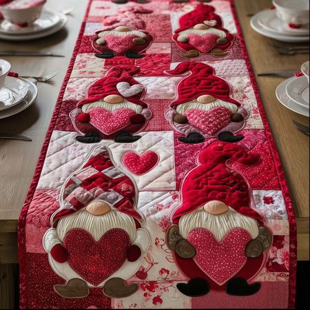 Sweetheart Gnomeville Quilted Table Runner GFTOTG2432