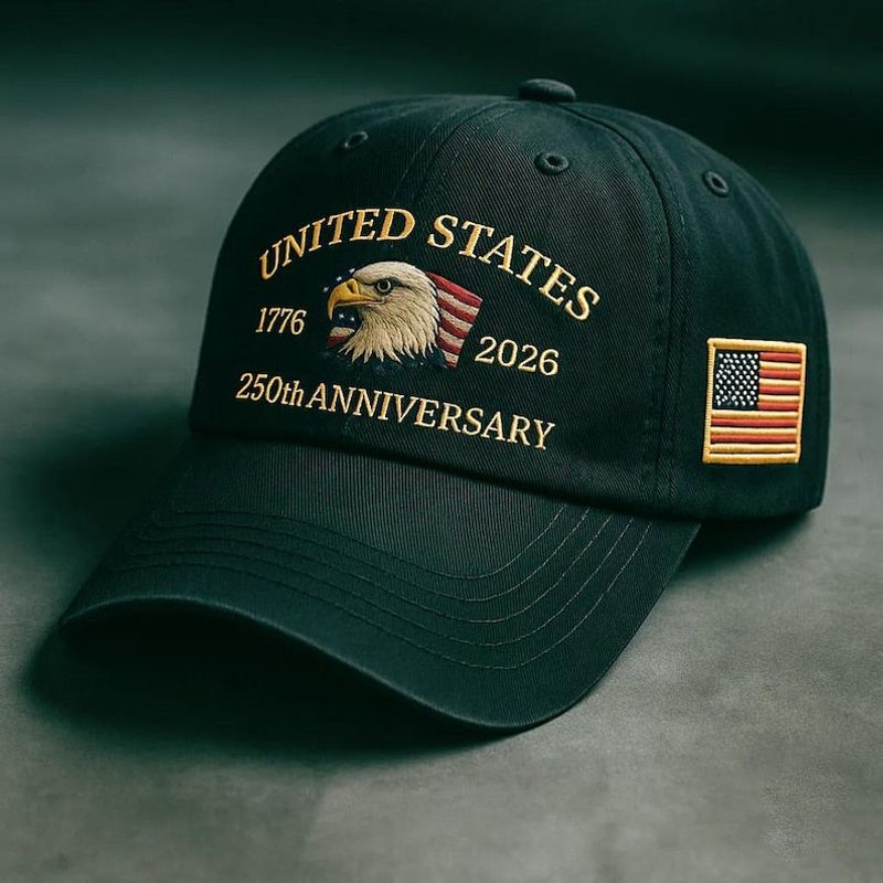 250th Anniversary Embroidered Trucker Hat: U.S. Tribute Retro Cap