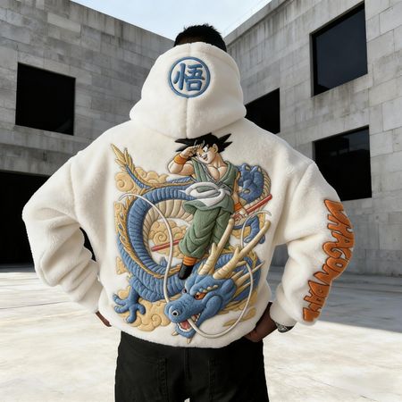Dragon Ball Color-blocked Plush Hoodie