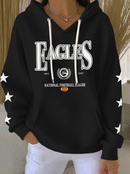Women's printed casual hooded sweatshirt