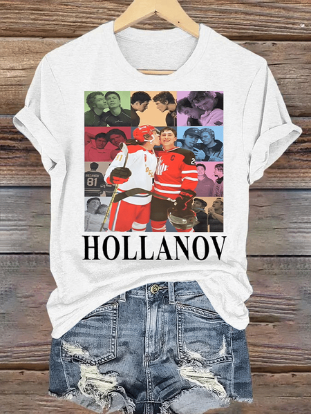 Women's  Hockey Romance Printed Casual   T-shirt