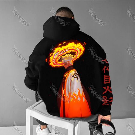 (Naruto)Plus Velvet Unisex Anime Graphic Streetwear Vintage Hoodie