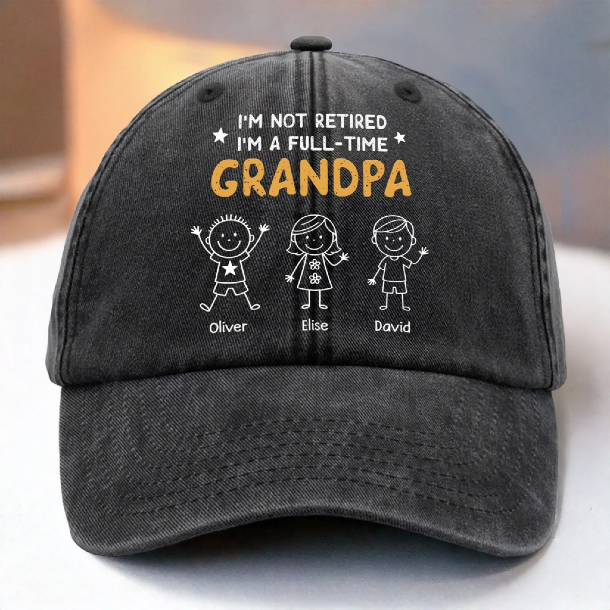 Custom Vintage Washed Denim Baseball Cap - Personalized Birthday Gifts For Dad, Grandpa - Your Love Leads Our Journey