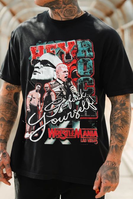 Hey rock!!! wrestling t-shirt