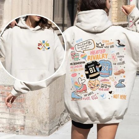 Hockey Romance Print Casual Hoodie