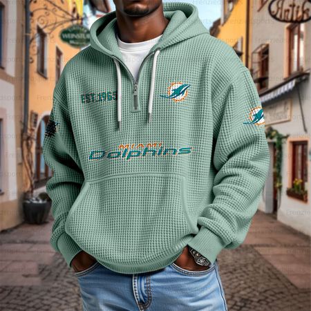 Unisex &amp;amp;amp;amp;quot;Miami dolphins&amp;amp;amp;amp;quot; Graphic Streetwear Vintage  Waffle Fabric hoodie