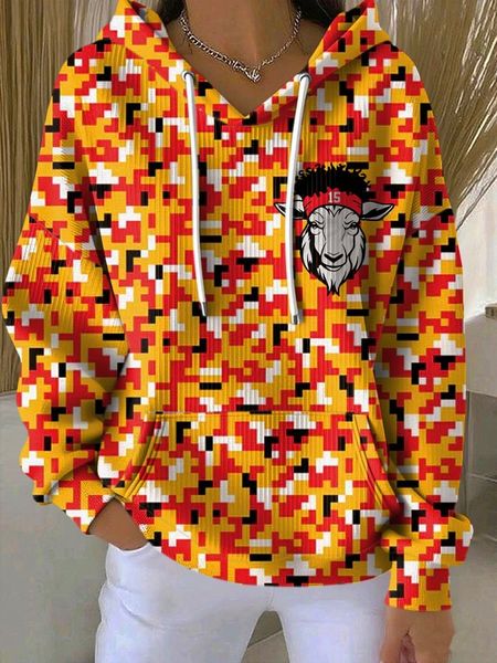 Women'S Casual Rugby Support Hooded Sweatshirt