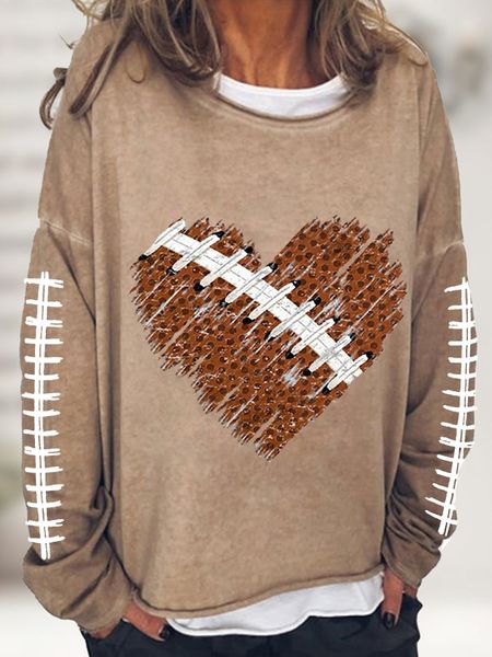 Women's Football Lover Casual Long-Sleeve T-Shirt