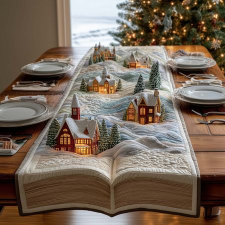 Village Book Quilted Table Runner GFTOQM1267