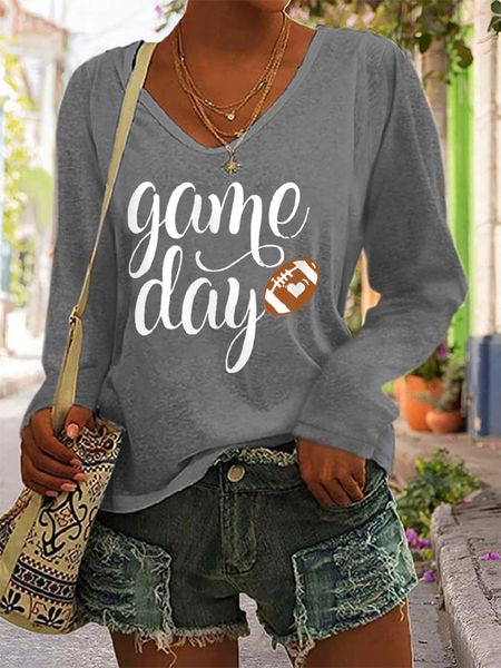 Women's Game Day Football Lover Casual Long-Sleeve T-Shirt