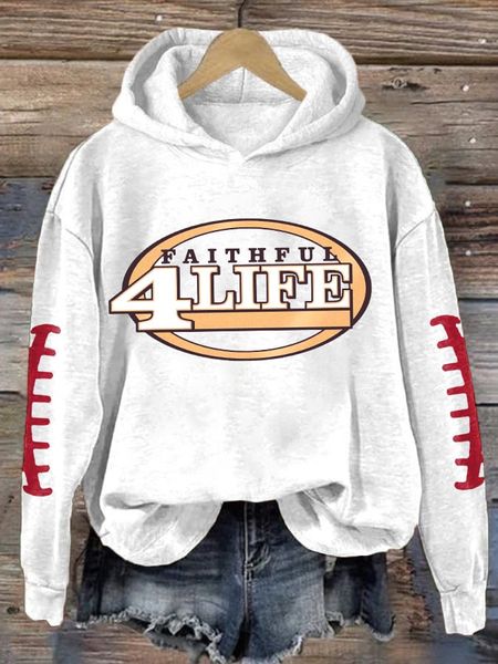 Women's Football Print Hooded Sweatshirt