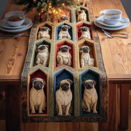 Pug Gallery Quilted Table Runner GFTOQM1368