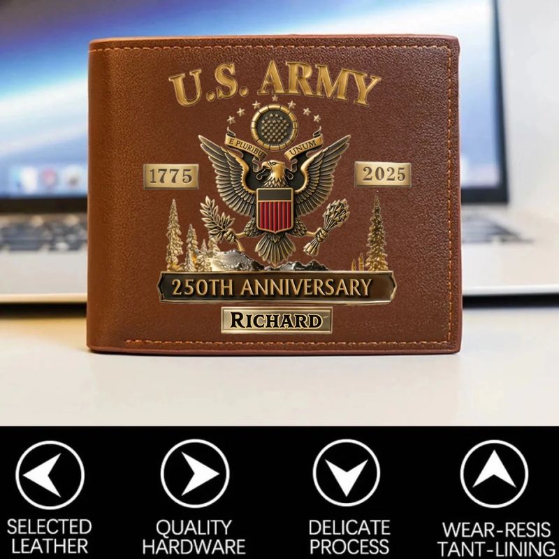250th Anniversary Veteran Wallet (Rfid Blocking) – Personalized with Your Name & Military Branch