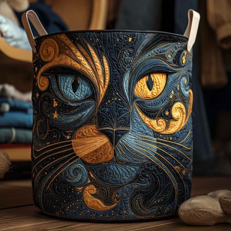 Galaxy Cat Quilted Laundry Basket NCU0NNT1841