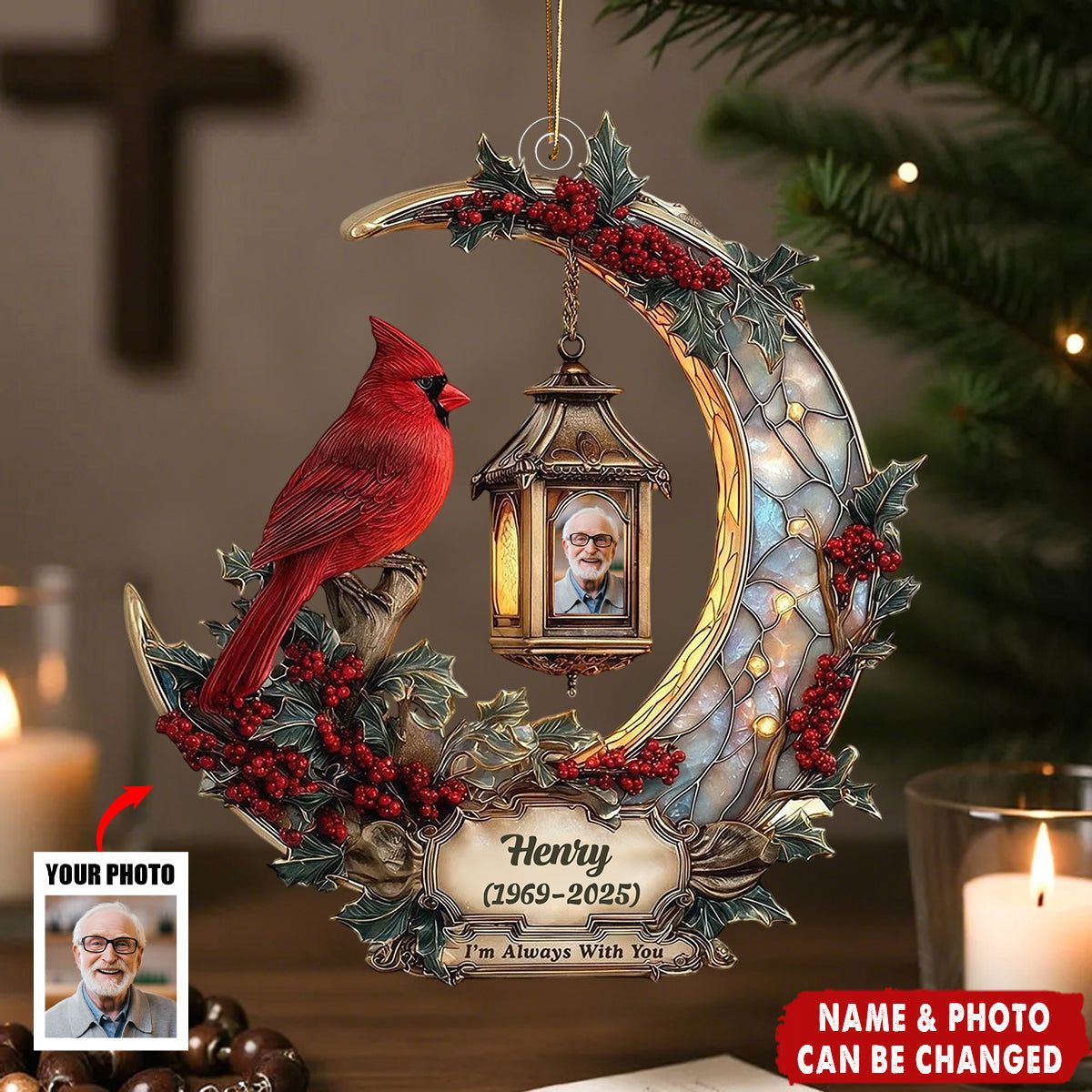 I Am Always With You Acrylic Ornament, Cardinal Memorial Ornament