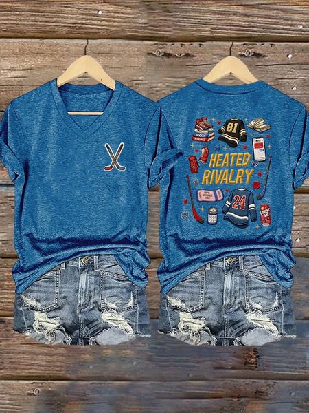 Women's Hockey Romance Print T-Shirt