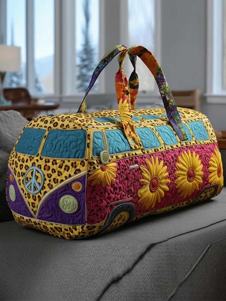 Hippie Van  Quilted Duffle Bag