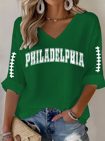 Women's Rugby Print Waffle T-Shirt