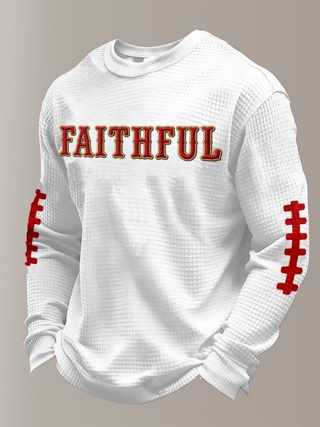 Men's Football Waffle Fabric Long-sleeved T-shirt