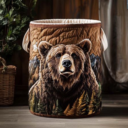 Forest Bear Stroll Quilted Laundry Basket NCU0NNT1214