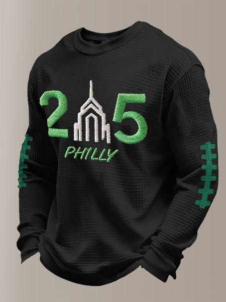 Men's Football Waffle Fabric Long-sleeved T-shirt