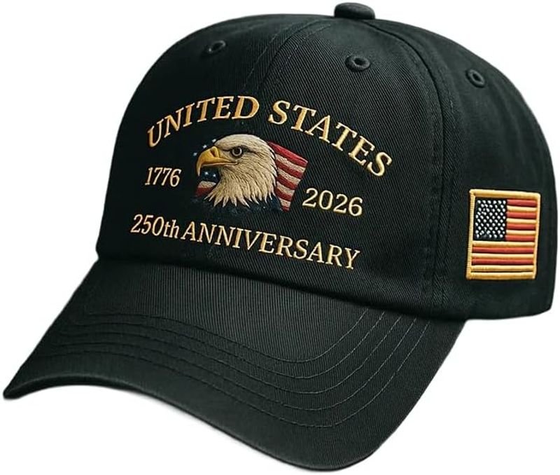 USA 250th Anniversary Hat, Adjustable 250th Anniversary Printed Patriotic Baseball Caps, Tribute Retro Washed Hat