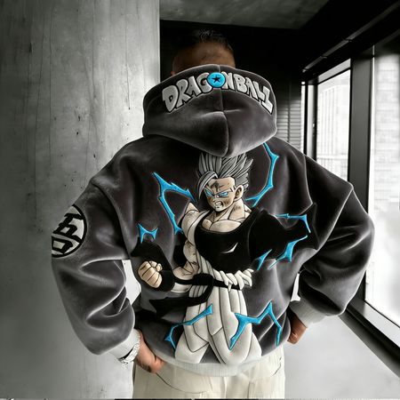 Men Dragon Ball Super: Super Saiyan Blue Gotenks Color-blocked Plush Hoodie
